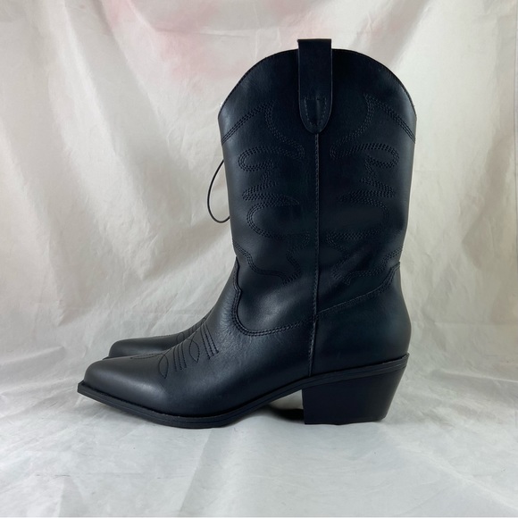 Steve Madden Ladies Black Leather Western Boots Size 10 Style # 20LB03S1 NWT - Picture 3 of 16